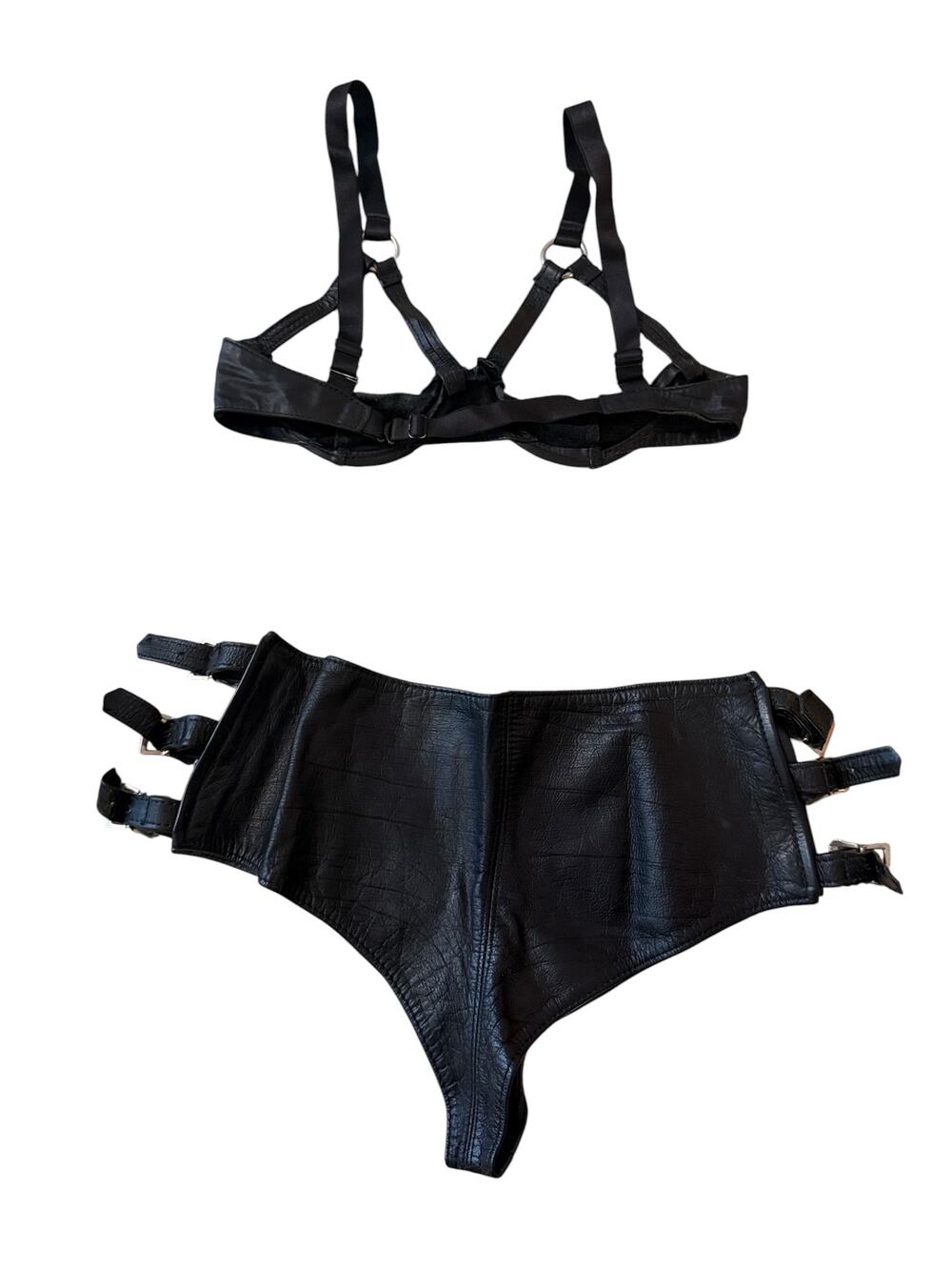 Stormy Leather  2-Piece Genuine Leather Bra & Shorts Set USA Made Size L